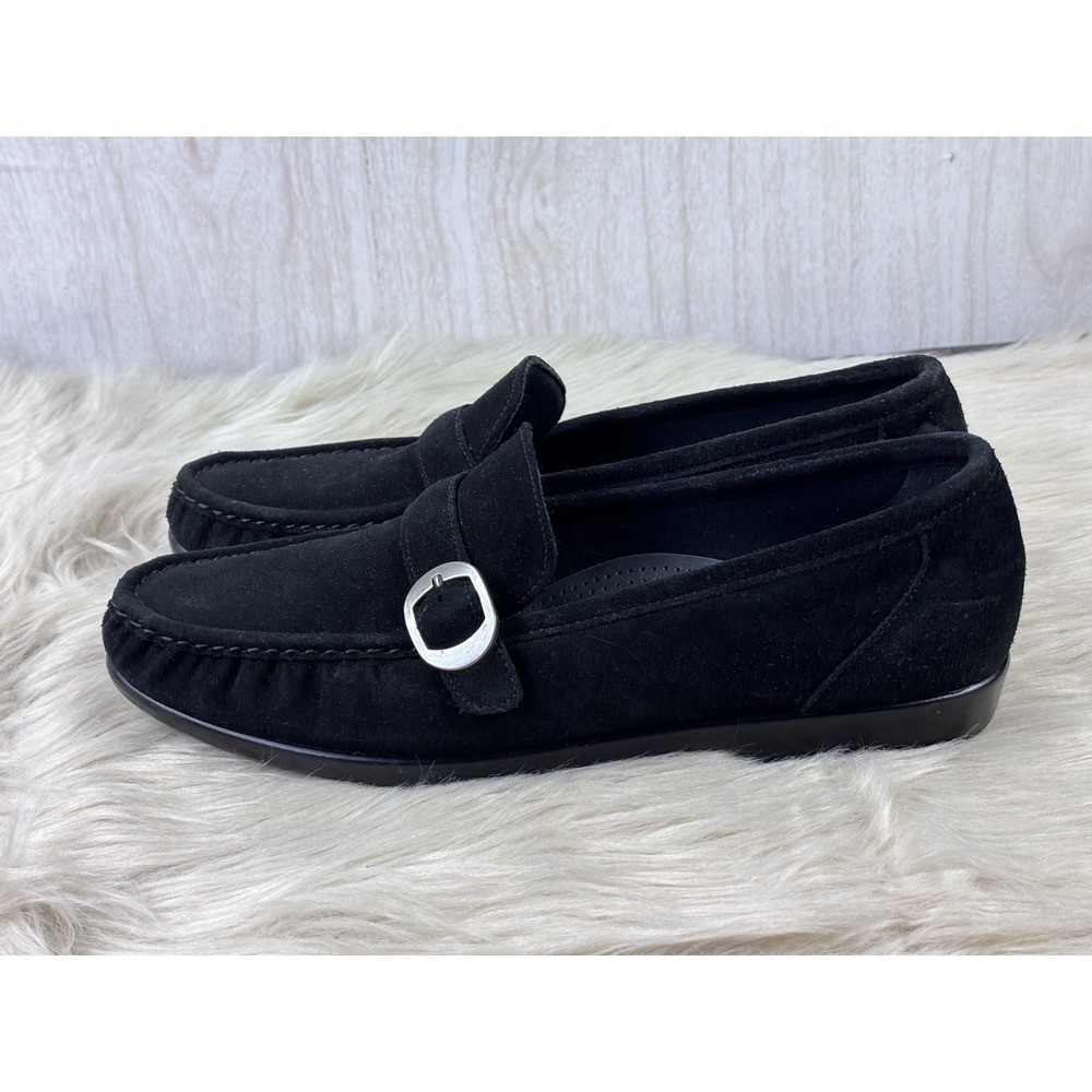 SAS Lara Loafers Womens 11.5N Black Suede Moccasin Slip On Comfort Casual